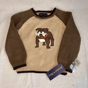 Standard Blues Kids Sz 3T Bulldog Sweater Brown Tan Long Sleeve NWT!